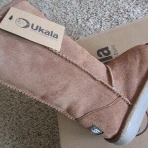 NEW UKALA HIGH FLEECE LINED TALL SUEDE BOOTS GIRLS 8 CHESTNUT winter boots